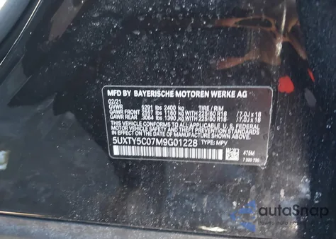 2021 BMW X3 xDrive30I z USA, uszkodzony, nr VIN 5UXTY5C07M9G01228